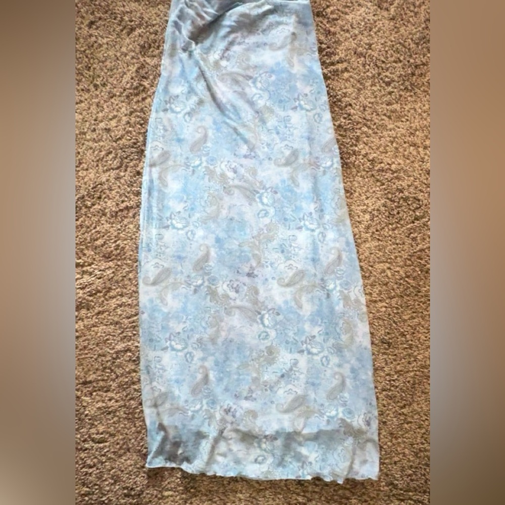 T.J.Maxx Blue and Light Gray Paisley Maxi Skirt